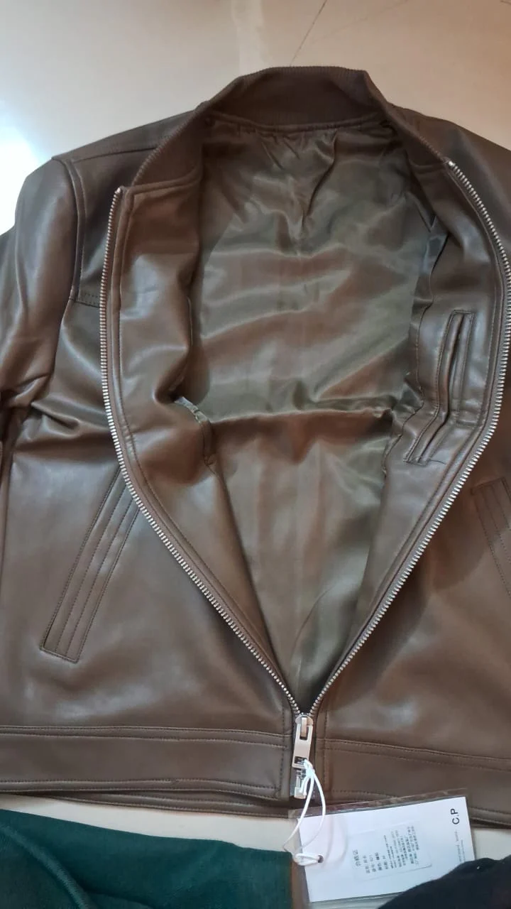Leather Bomber Jacket - BROWN( Size - M) - Image 3