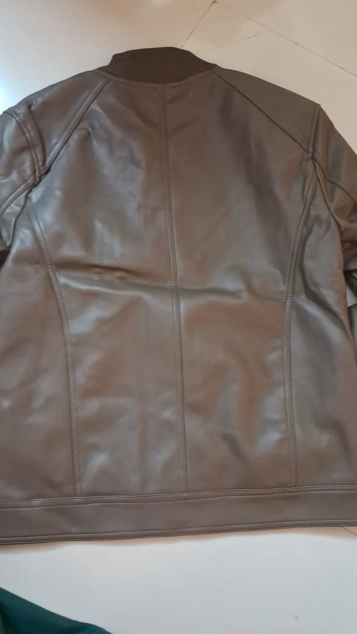 Leather Bomber Jacket - BROWN( Size - M) - Image 4