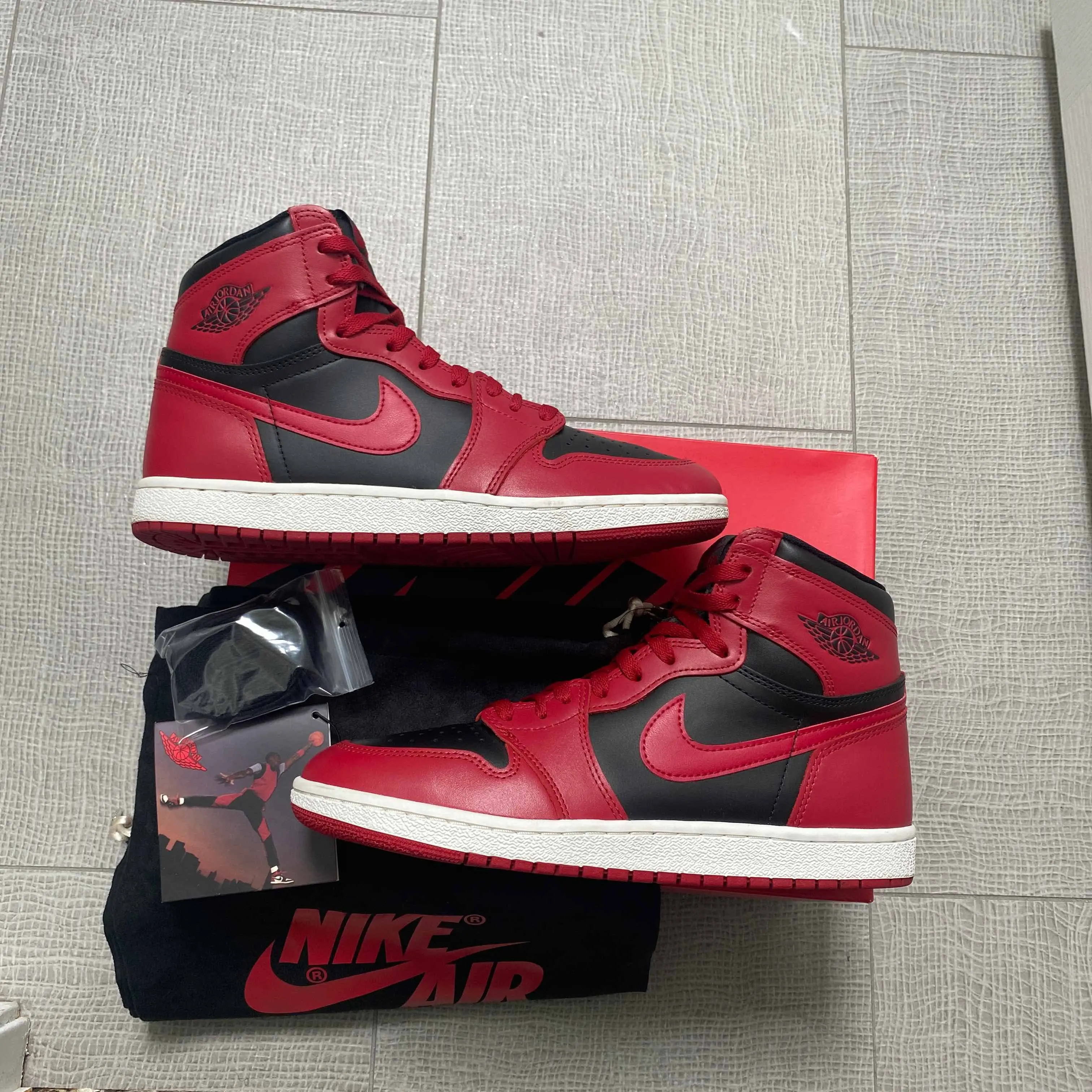 NIK AIR Jordans | Full OG Quality (With BOX + Laces extra + accessories)- RED BLACK "HIGH" - Image 3