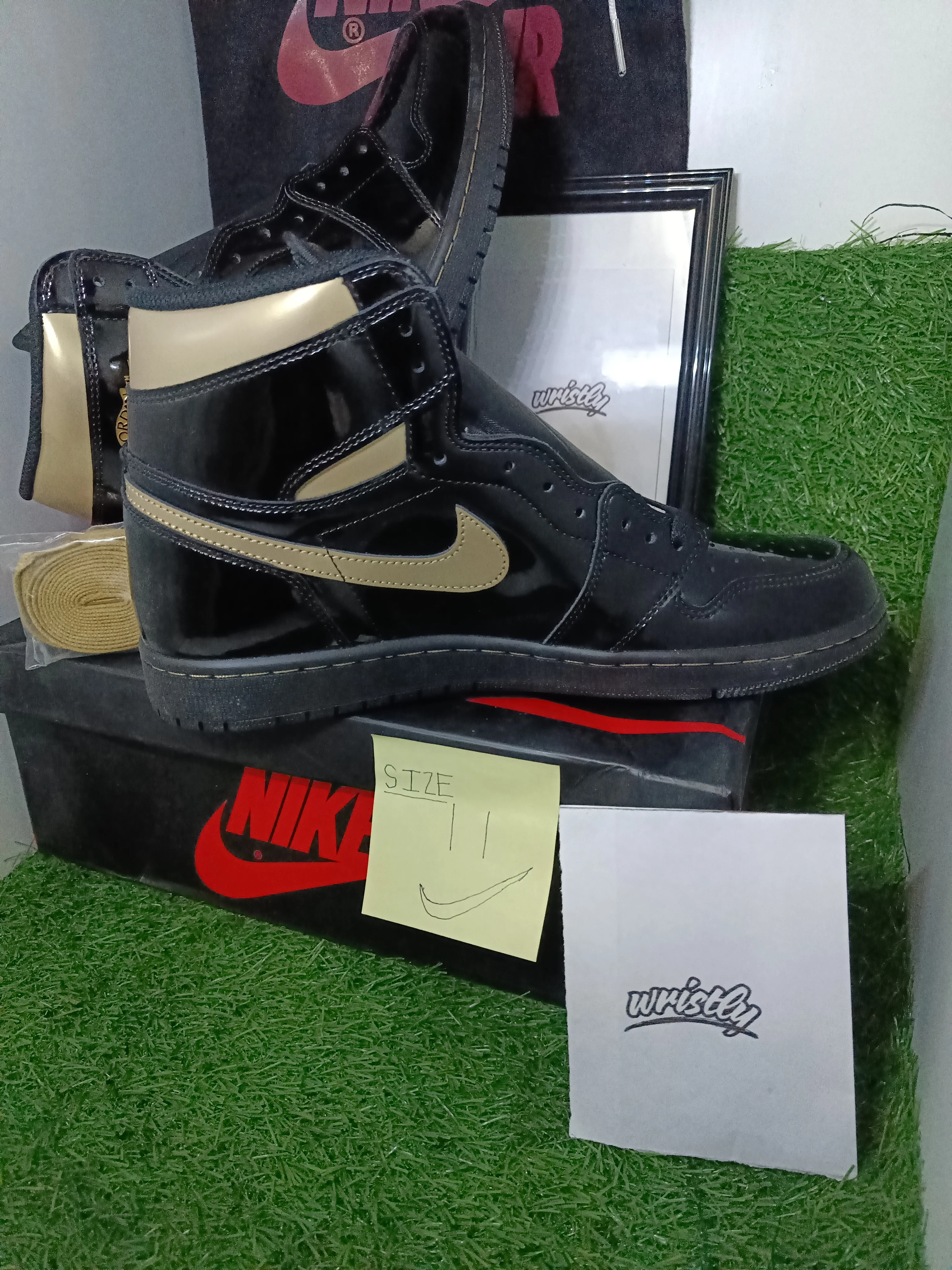 NIK AIR Jordans | Full OG Quality With OG BOX + Laces extra + accessories | BLACK GOLD - Image 4