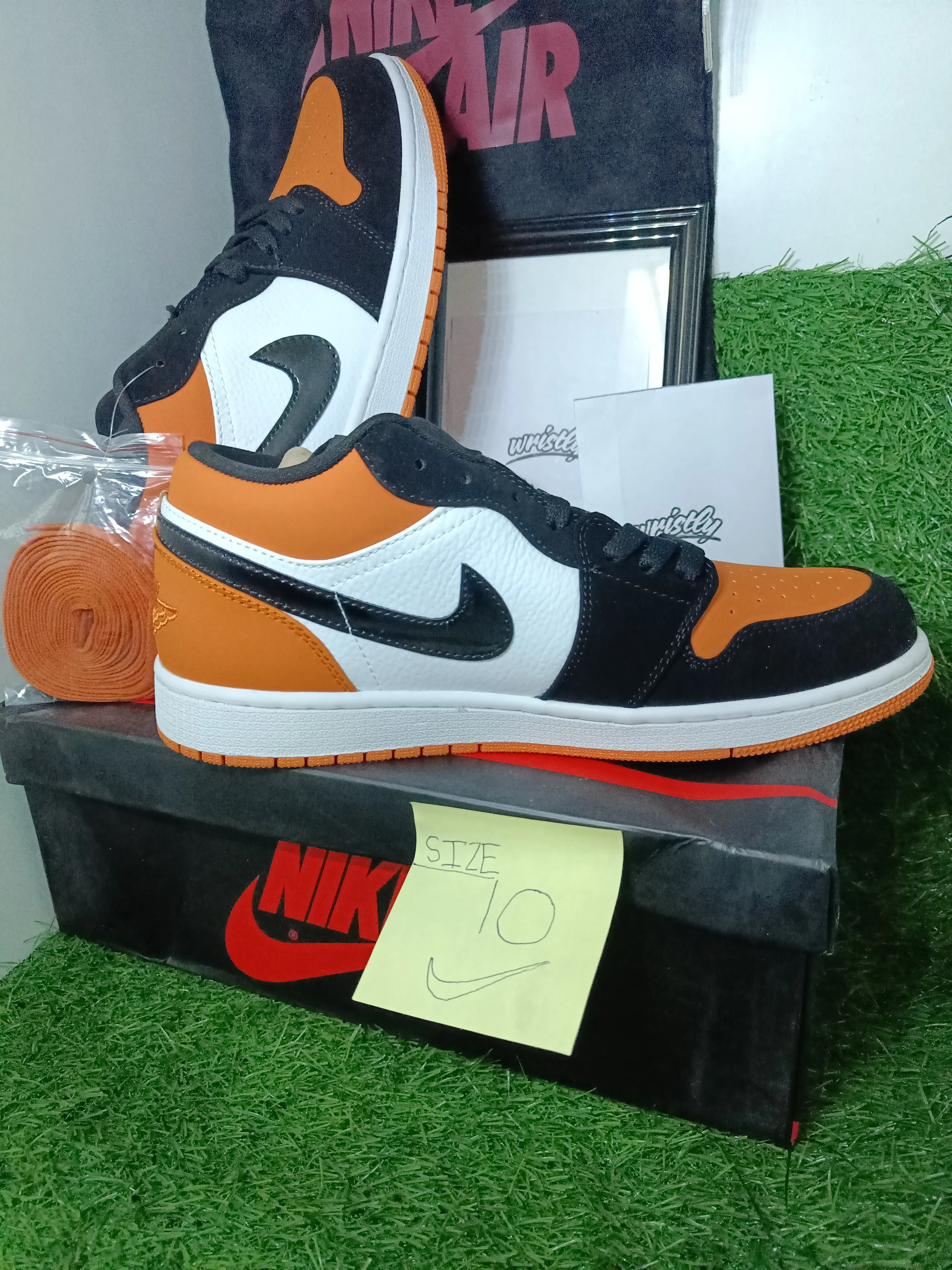 NIK AIR Jordans | Full OG Quality (With BOX + Laces extra + accessories)- ORANGE WHITE - "LOW" - Image 3